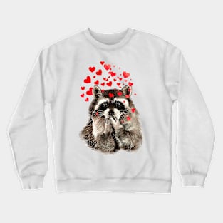 Cute Raccoon Blowing Kisses Animal Humor Crewneck Sweatshirt